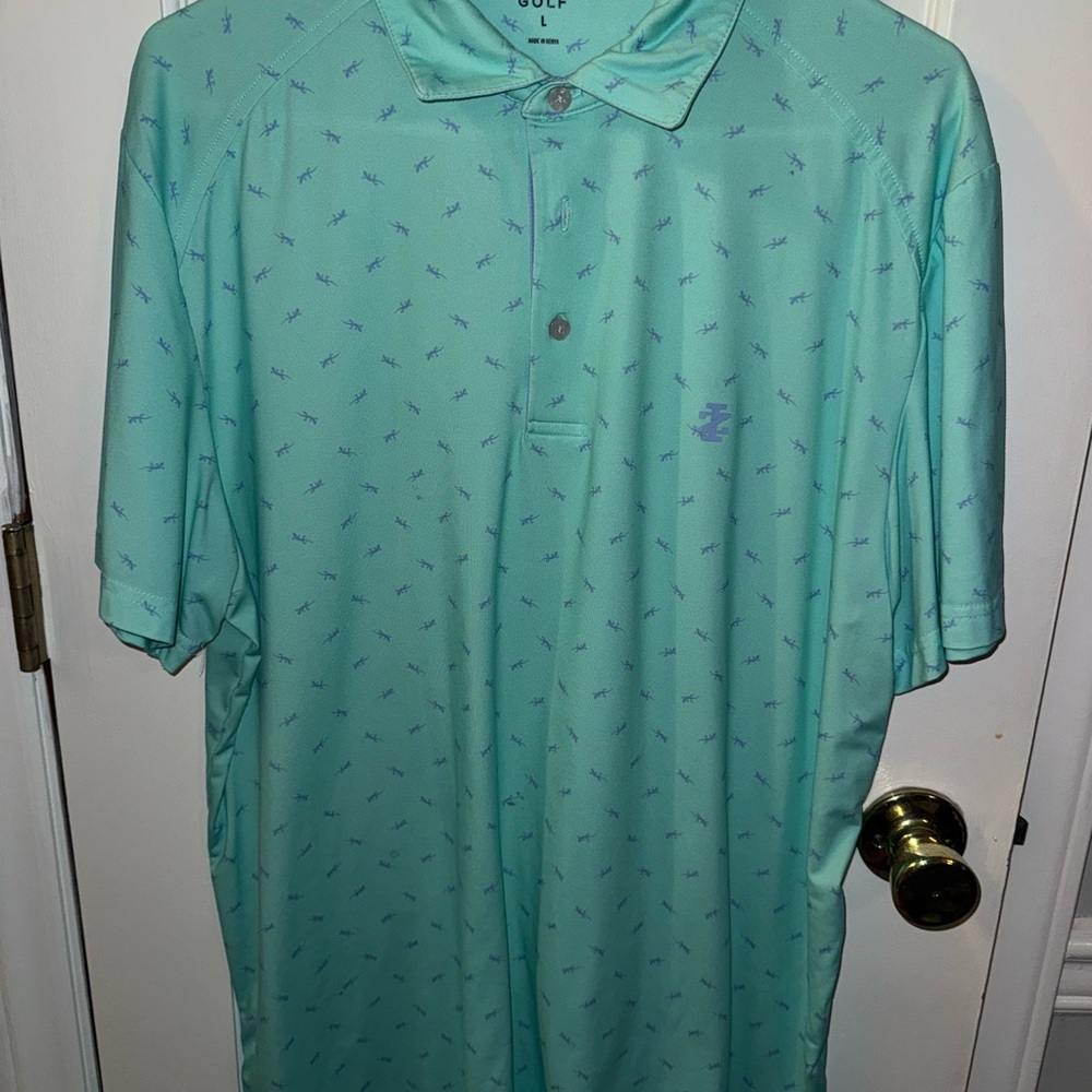 Izod Mint Green Polo Shirt with Subtle Pattern
